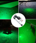 12V Green Underwater Night Fishing Light 20W LED with 2000 Lumens IP68 waterproof, attracting prawns, squid, and fish at night