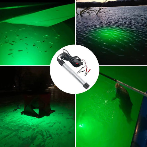 12V Green Underwater Night Fishing Light 20W LED with 2000 Lumens IP68 waterproof, attracting prawns, squid, and fish at night