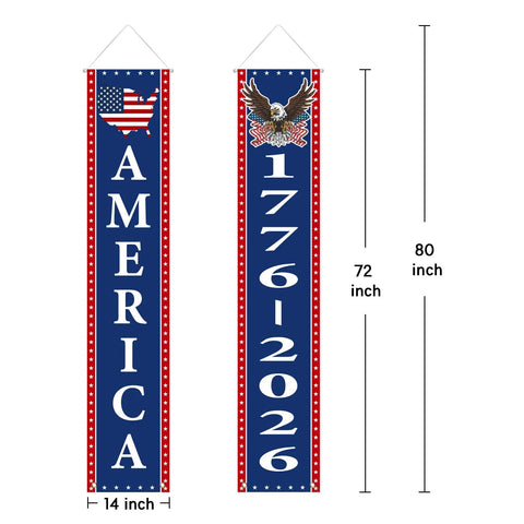 Patriotic Outdoor Decor Two Pack Fourth Of July Banner Set Red White And Blue Porch Flags For Front Door Or Balcony 14 Inch By 72 Inch Vertical Hanging Flags Celebrating USA Spirit 1776 2026