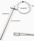 RTD Temperature Probe Replacement For Pellet Grills - Internal BBQ Thermometer Sensor For Wood Pellet Smokers, metal probe with wires.