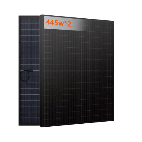 445W Solar Panels Kit With 890W Total Output For Rooftop Off Grid Power, 12 24V Mono PERC Half Cut Bifacial Modules