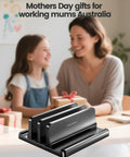 Vertical Laptop Stand For Desk With Dual Slots Space Saving 4 In 1 Design Adjustable Width Laptop Organizer, mother and child