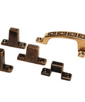 Positive Latch Cabinet Hardware Set With Four Strikes, Three Screw Mount, Antique Finish, Fits 3/8, 1/2, 5/8, 3/4 Inch Doors, 4 Inch By 1.38 Inch Latch, Easy Install For RVs And Cabinets, antique metal latch set with four strikes