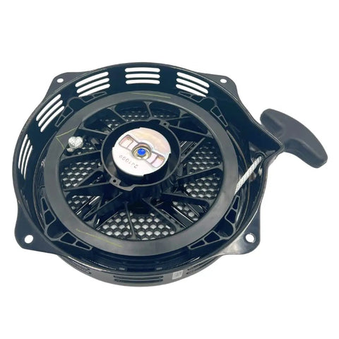 Genuine Recoil Starter 28400-Z5T-306ZB Replacement For Honda EB4000X shown overhead, black plastic with pull cord handle.
