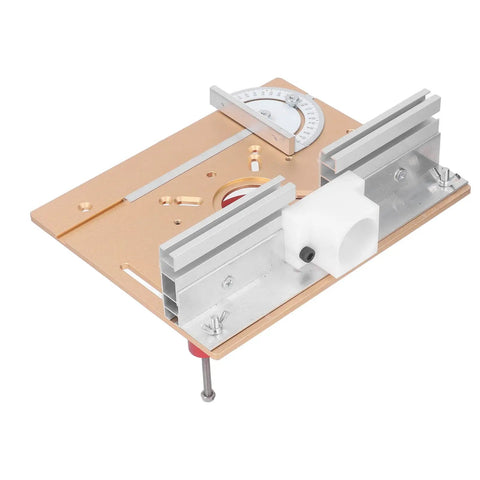 Precision Router Lift System For Woodworking Benches Boasting Rock Solid Aluminum Build And Sweet 47 Millimeter Micro Adjustments, side view showing the adjustable track and mounting bolts.