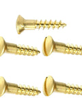 Five 12 by 2 inch solid brass wood screws slotted oval head pack of 1000 fasteners for carpentry projects on a white background