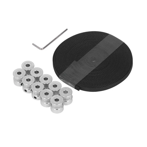 20 Tooth Timing Pulley Aluminum Alloy Sync Wheel Kit With 6mm Rubber Belt For Stable Power Transfer In CNC Machines And 3D Printer Setups Perfect For Hella Smooth Operation. kit with pulley set, belt, and hex key