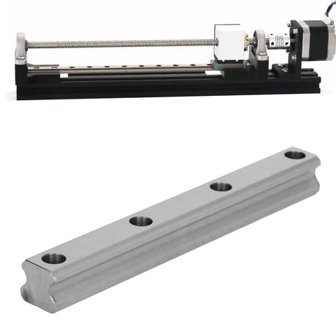 Heavy Duty Linear Guide Rail For CNC Machines And 3D Printers, High Precision Linear Motion Guideway With Smooth Sliding Rail System, Industrial Automation Quality, 200mm Bearing Steel, silver rail close-up