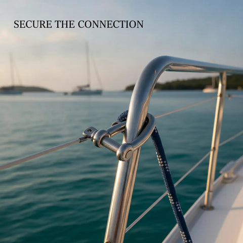 Marine Grade Twist Shackle 316 Stainless Steel Rigging Connector For Boat Mooring And Sailing Hardware With Corrosion Resistant Locking Pin Durable Saltwater Marine Gear on sailboat rail