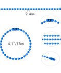200 Pcs Bulk Ball Bead Chain Keychain Kit 4.7 Inch Metal Dog Tag Chains With Connectors For Hanging Decor And DIY Crafts Iron Material Durable 2.4 Mm Bead Chain, blue