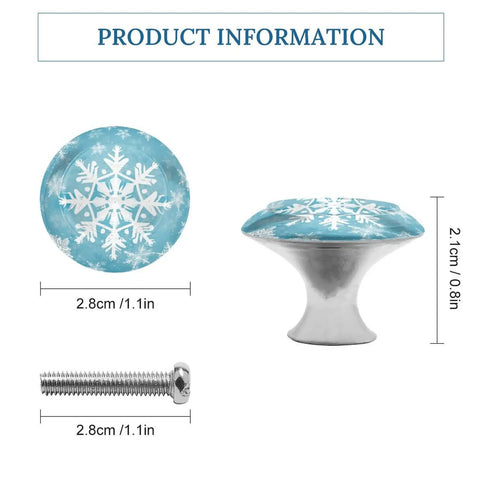 Heavy Duty Stainless Steel Round Cabinet Knobs And Slick Snowflake Drawer Pulls Built Tight For Daily Grind Kitchen And Closet Tasks Durable One Point One Inch Hardware Set Includes Two Pieces - Close-up view with dimensions.