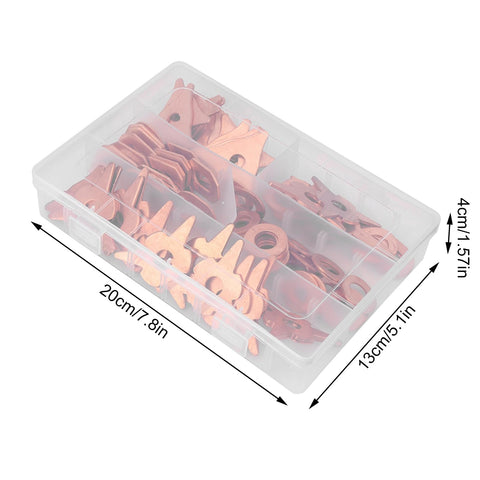 Dent Puller Ring Set For Auto Body Repair, 110 Piece Triangular And Round Pullers, Iron Copper Plated, Durable Sheet Metal Welding Kit For Car Body Panels And Bodywork. 20x13x4 cm box