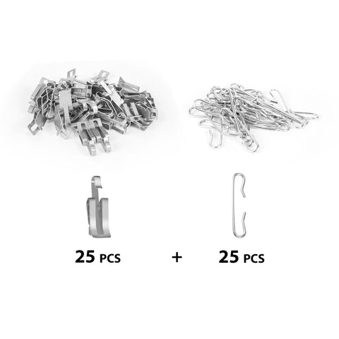 HEATIT roof de-icing clip and hook kit; metal spacers and hooks for installing heat tape, 25 clips and 25 hooks
