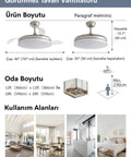 Smooth Operator 42 Inch Retractable Ceiling Fan With Super Quiet Dc Motor and Heavy Duty Build, suitable for bedrooms or living rooms.