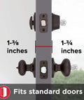 Cove Entry Knob And Single Cylinder Deadbolt Combo Pack In Venetian Bronze, Universal Handing, door thickness fitment shown.