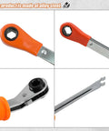 Close-up of 4 Piece Automatic Slack Adjuster Tool Kit showing alloy steel wrenches and release tool for air brake systems.
