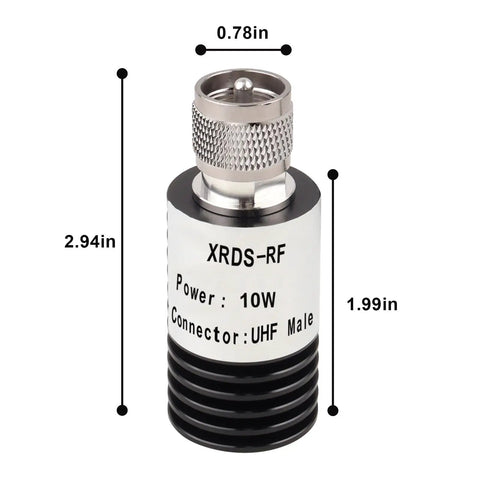 Beefy 10W PL259 UHF Male RF Dummy Load 50 Ohm For RF Testing From DC To 520 MHz Nickel Plated Copper Outer Shell With Silver