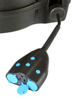 Heavy Duty 50 Foot Cord Reel Extension with slow retraction technology showing triple tap outlet close-up