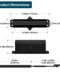Automatic Door Closer For Home And Light Commercial Use, Adjustable Closing Speed For 88-143 Lbs Doors, dimensions shown