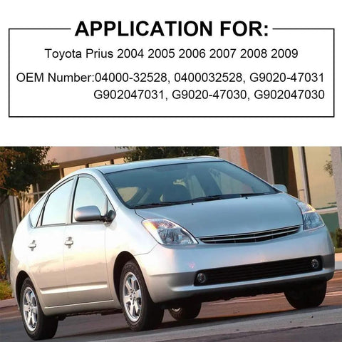 Application information for Electric Inverter Coolant Pump For Toyota Prius Hybrid 2004 And 2009 on silver Prius showing OEM numbers.