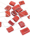150 Piece CBB Metallized Polypropylene Film Capacitor Kit 400V-630V Range 10nF To 68nF ±5% Tolerance Red Radial Lead Assortment