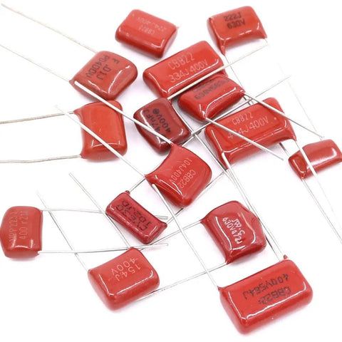 150 Piece CBB Metallized Polypropylene Film Capacitor Kit 400V-630V Range 10nF To 68nF ±5% Tolerance Red Radial Lead Assortment