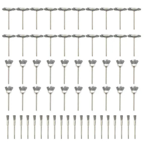 60 Piece Wire Brush Set For Rotary Tools Stainless Steel Wire Wheels With Pen Brushes Built Tough For Rust Paint Grime And Scale Removal