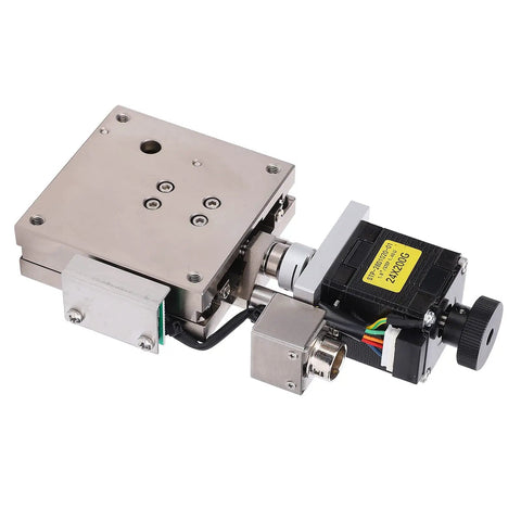 Precision Rail Slide Stage SPX615L With Cross Roller X Axis Platform And Stepper Motor Drive For CNC Machinery, 60x60 mm aluminum