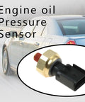Oil Pressure Sensor Switch And Sending Unit For Dodge Jeep Chrysler Ram Replaces 5149064AA 5149062AA 56028807AB displayed next to car