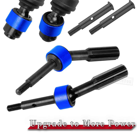 Rear Driveshaft CVD And Front Axle Upgrade Kit For One Tenth Slash 2WD And Slash VXL 2WD, navy blue with black ends.