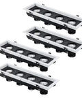 Top Shelf Quad Head Gimbal Recessed Lights 4 Pack Swivel Led Spotlights with sleek design and aluminum body, ideal for ceilings.