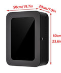 Top Shelf Outdoor Ev Charger Protection Box Wall Mounted With Dang Tough Tempered Glass And Rust Resistant Steel Shielding Featuring A Secure Mechanical Combo Lock For Everyday Plug In Sessions Small Model dimensions showing front side view with measurements.