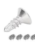 Close-up of a 200Pcs 13mm Self Drilling Screws Countersunk Cross Head Stainless Steel Fasteners For Wood And Metal Kit M4.8-16 Easy Install