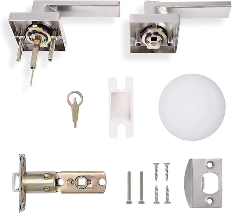 Privacy Square Satin Nickel Door Lever Sets 6 Pack Reversible For Left Or Right Handed Doors Keyless Entry components