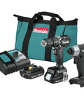 18V LXT Sub-Compact Brushless Drill And Impact Driver Go-To Combo Kit, 2-Piece Set displayed with charger, batteries, and carrying bag