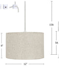 2 Pack Plug In Pendant Lights With Remote Beige Linen Hanging Lamps For Bedroom Kitchen And Dining Room 15 Foot Clear Cord dimensions with swag hook