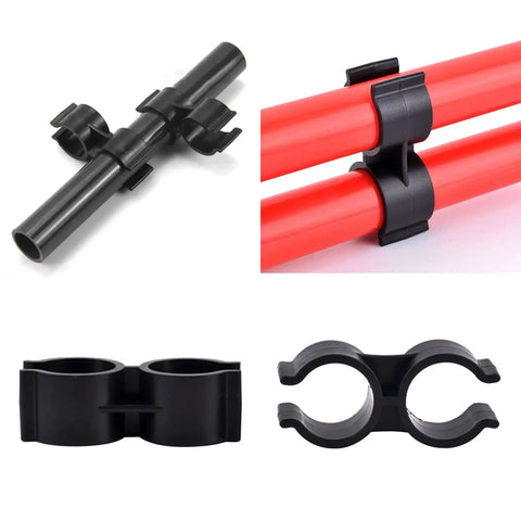 Hella Strong H Type Double Pipe Clamp Clips 20 Pack Plastic Tube Connectors 20mm Black Dual Port Fasteners Perfect For Shelving Racks And Diy Projects Indoors Or Outdoors
