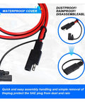 Heavy Duty 3 2FT Alligator To Sae Battery Charging Cable With Thick Insulated Clamps Quick Snap Disconnect For Car Solar Power And Dead Jump Start No Fuss Wiring Setup with waterproof cover and SAE connectors.