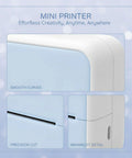 Close-up details of YhomU Portable Mini Label Maker Machine With Wireless Thermal Printing For Ios And Android Phones in light blue.