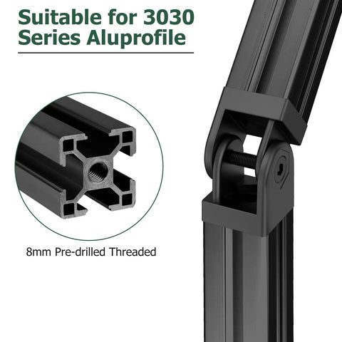 4 Pack Angle Connector Joints For 3030 Nut8 Aluminum Extrusion, 180 Degree Rotation Flexible Hinge, Easy DIY Assembly, Pro Grade Aluminum Profiles Connector Kit For EU Standard Builds. 3030 series Aluprofile with 8mm threaded hinge