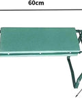 Heavy Duty Garden Kneeler And Seat Foldable Bench For Yard Work With Velcro Tool Pouches in green, dimensions shown.