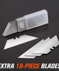 Beefy Heavy Duty Aluminum Box Cutter Knife Set with 10 extra SK5 blades for cartons, cardboard, boxes, and packaging.