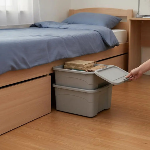 Hassle Free Stackable Storage Bins With Slick Rolling Wheels And Secure Tight Fitting Lids tailored for under bed storage and organizing.