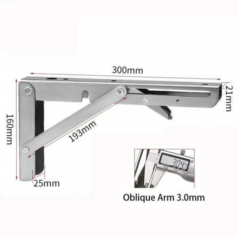 12 Inch Folding Shelf Brackets For Durable Stainless Steel Collapsible Shelves Heavy Duty Support with measurements