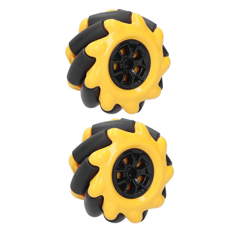60mm Mecanum robot wheels set with black rubber for smooth omni-directional movement in smart robot projects. Ideal for DIY robotics kits.