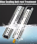 Heavy Duty Full Extension Drawer Slides 12 To 80 Inch Side Mount Ball Bearing Rails with Locking Drawer Glides, shown with anti-rust treatment.