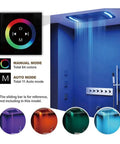 Badass Wall Mounted LED Shower System With Copper Faucet And 43Cm Canopy Featuring Six Mode Spray Settings Rust Proof Silver Finish Smooth Thermostatic Valve Game Changer Build with LED control panel.