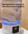 Portable Cordless Washing Machine For Socks And Delicates 3000Mah Battery hands-free operation showing blue light wash feature.