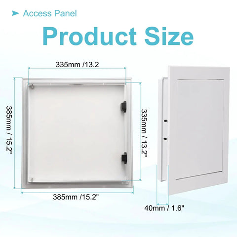 Heavy Duty Zero Hassle 15X15 Inch Drywall Access Panel For Wall And Ceiling Plumbing Repair Easy Pop Open Click Lock White Cover size diagram