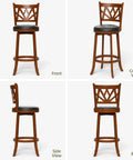 360 Degree Swivel Bar Stools Set Of 2 For Kitchen Island And Bar Farmhouse 30 Inch Height Chairs With Backs, four angles view
